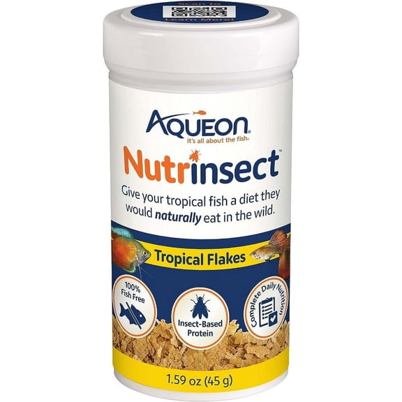 Aqueon Nutrinsect Tropical Flakes [Aquarium Tropical Fish Food, Aquarium Supplies] 6.36 oz (4 x 1.59 oz)
