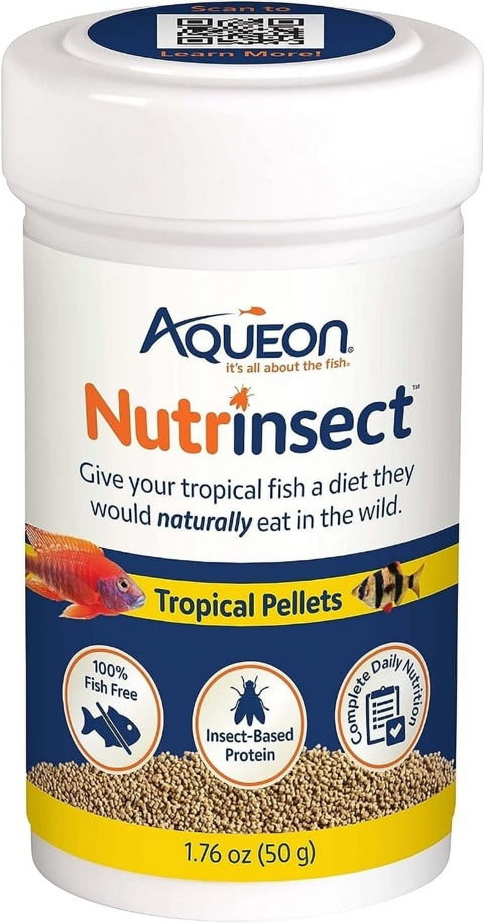 Aqueon Nutrinsect Tropical Pellets [Aquarium Tropical Fish Food, Aquarium Supplies] 7.04 oz (4 x 1.76 oz)