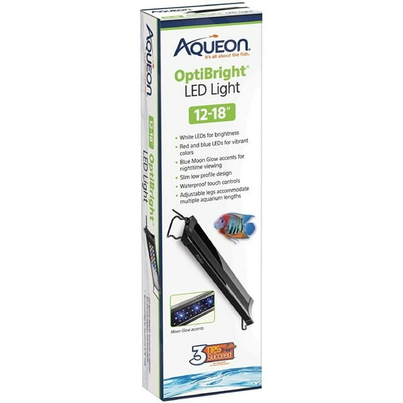 Aqueon OptiBright LED Aquarium Light Fixture [Aquarium LED Light Fixtures, Wholesale Aquarium Clearance, Aquarium Supplies] 12-18" long