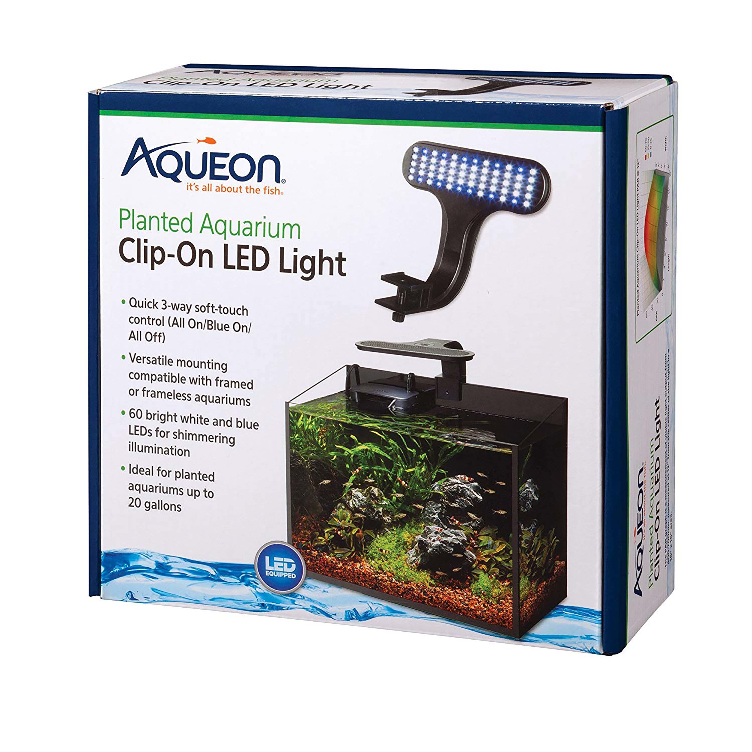 Aqueon Planted Aquarium Clip on LED Light with 60 Blue and White