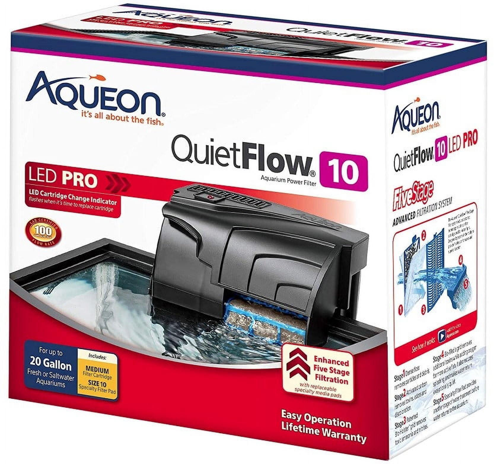 Aqueon QuietFlow LED Pro Aquarium Power Filter 10 gallon