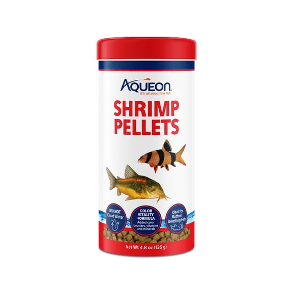 Aqueon Shrimp Pellets, Fish Food for Loaches, Catfish, and Other Bottom Dwelling Fish, 4.8 Ounces