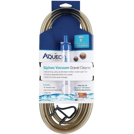 Aqueon Siphon Vacuum Gravel Cleaner [Aquarium, Gravel Vacs] Mini - 5" Tube with 6' Hose - (Aquariums 1-5 Gallons)