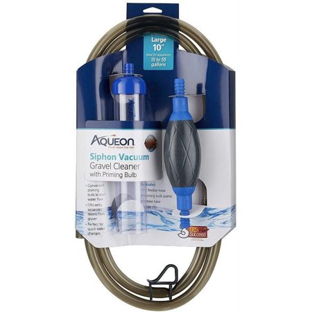 Aqueon Siphon Vacuum Gravel Cleaner with Priming Bulb [Aquarium, Gravel Vacs] Large - 10" Tube with 6' Hose - (Aquariums 15-55 Gallons)