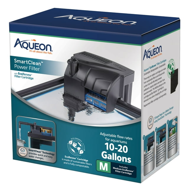 Aqueon SmartClean™ Power Filter with EcoRenew™ Filter Cartridge 10-20 Gallons