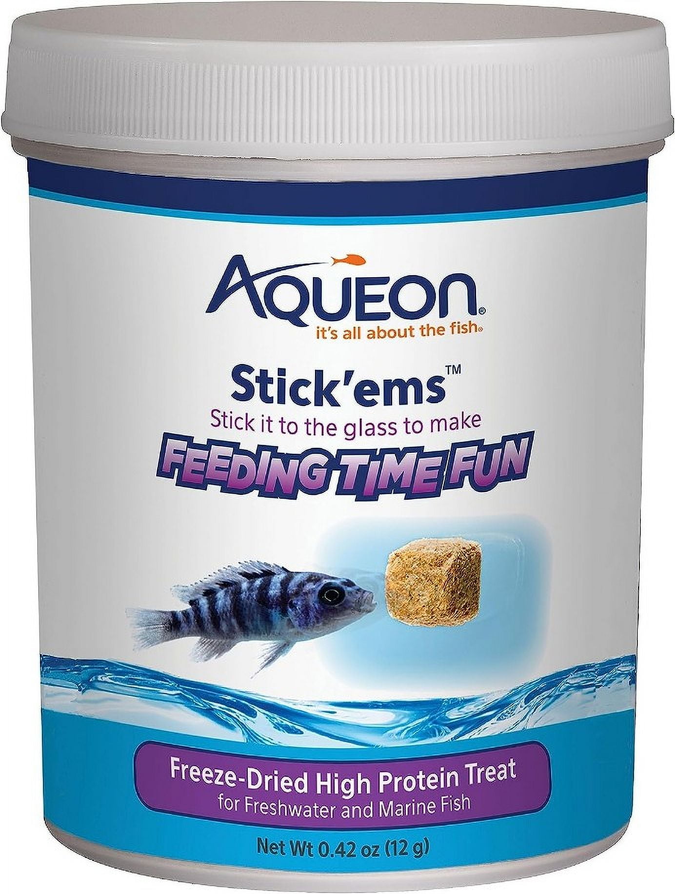Aqueon Stick'ems Freeze Dried High Protein Treat for Fish [Aquarium Tropical Fish Food, Aquarium Supplies] 1.68 oz (4 x 0.42 oz)