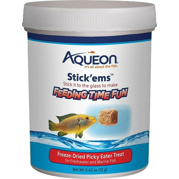 Aqueon Stick'ems Freeze Dried Picky Eater Treat for Fish [Aquarium Tropical Fish Food, Aquarium Supplies] 0.42 oz