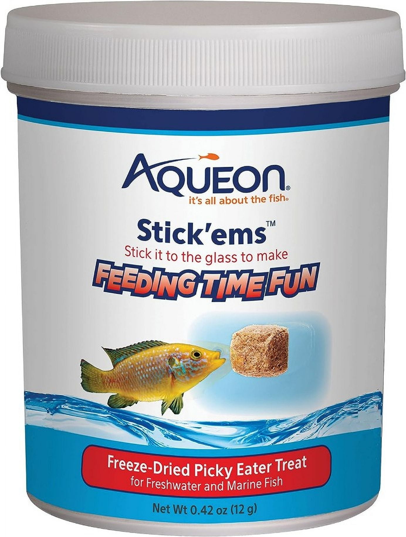Aqueon Stick'ems Freeze Dried Picky Eater Treat for Fish [Aquarium Tropical Fish Food, Aquarium Supplies] 1.68 oz (4 x 0.42 oz)