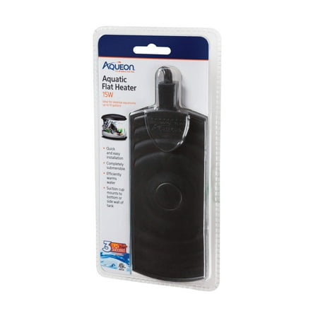 Aqueon Submersible Aquatic Flat Heater, Up to 10 Gallons, Black, 15 Watts