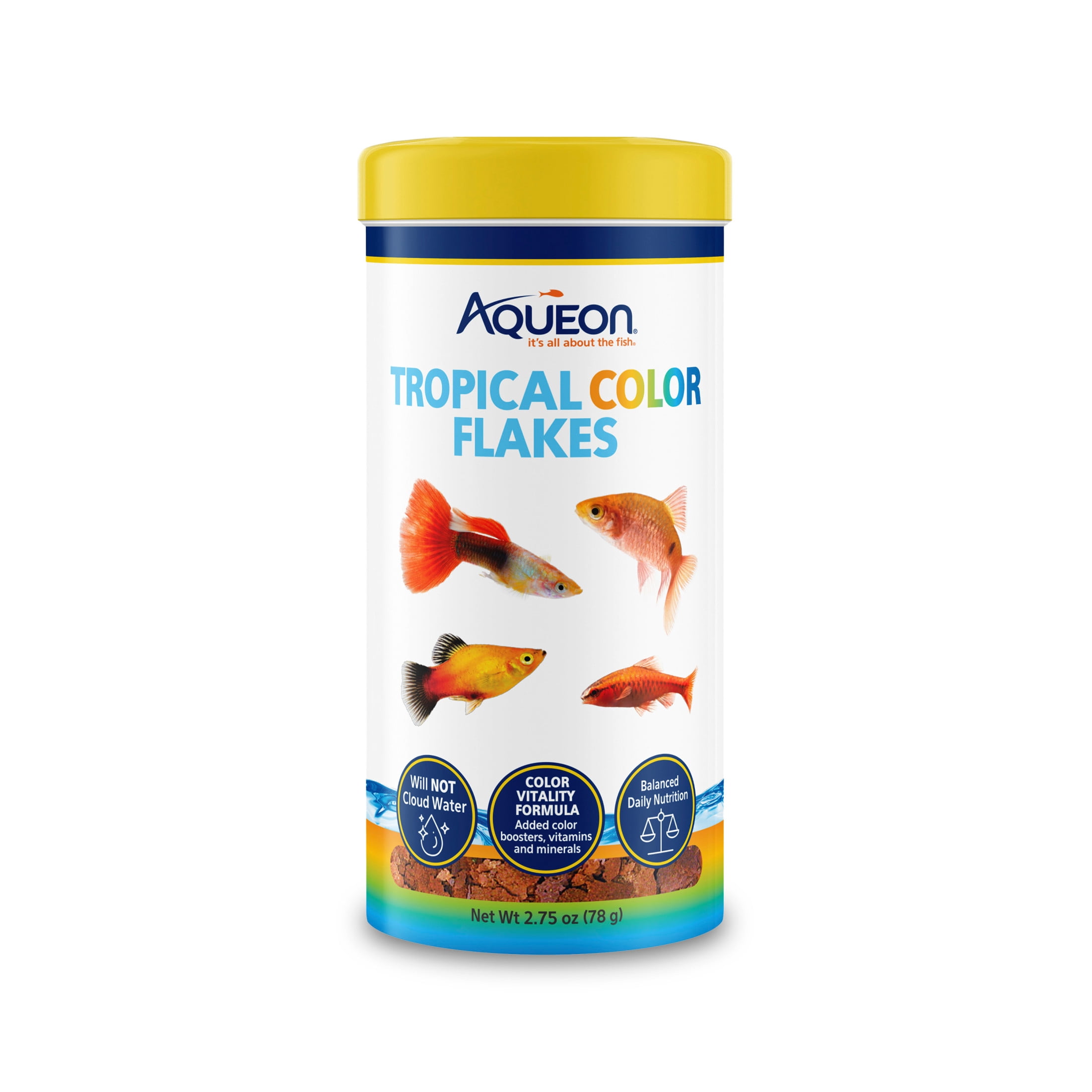 Aqueon Tropical Color Flakes Fish Food 2.75 ounces - Walmart Business ...