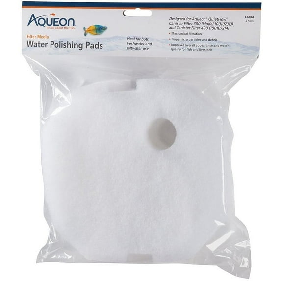 Aqueon Water Polishing Pads for Aquariums [Aquarium Filter Pads, Aquarium Supplies] Large - 12 count (6 x 2 ct)