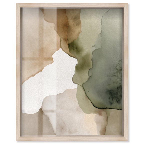 Aqueous Earth on Beige I Shadowbox Print Nature Decor by Art Remedy, Blonde Frame, 24 x 30