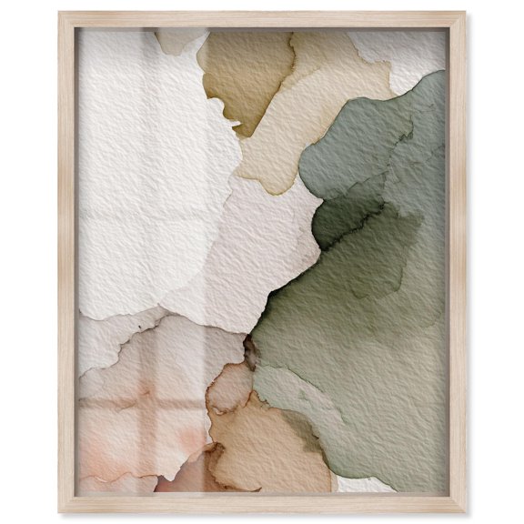 Aqueous Earth on Beige II Shadowbox Print Nature Decor by Art Remedy, Blonde Frame, 16 x 20