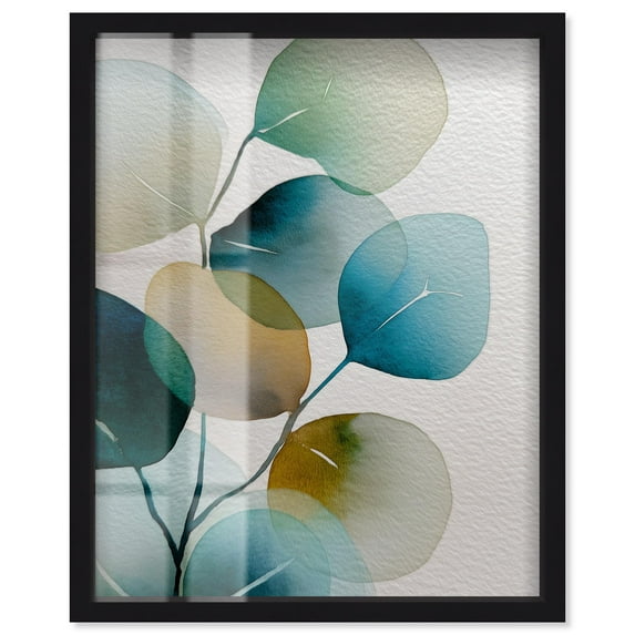 Aqueous Eucalyptus II Shadowbox Print Nature Decor by Art Remedy, Black Frame, 16 x 20