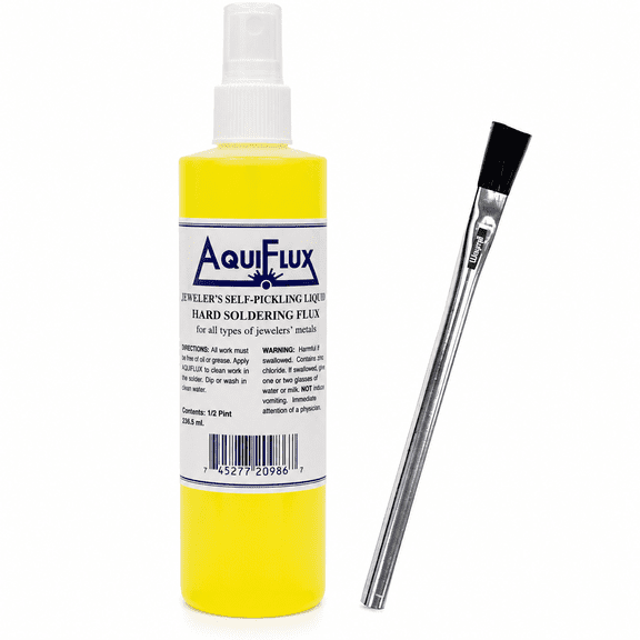 Aquiflux Self Pickling Flux Gold Silver Jewelry Hard Soldering 1/2 Pint & Brush