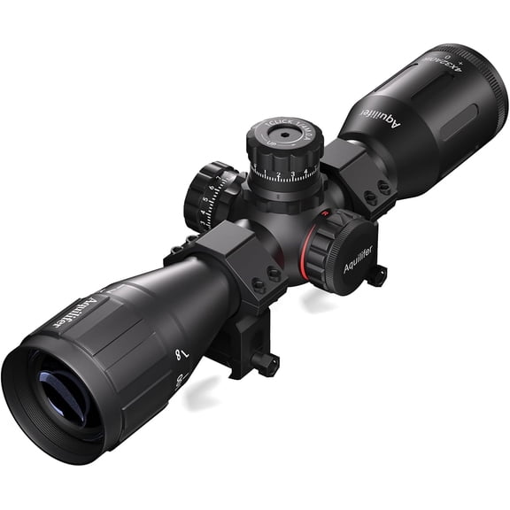 Aquilifer HT 4x32 AO Compact Rifle Scope for .22LR, Red/Green Illuminated Reticle, 1-Inch Tube, Waterproof Fogproof Shockproof Hunting, Parallax-Free from 7 yds-Infinity