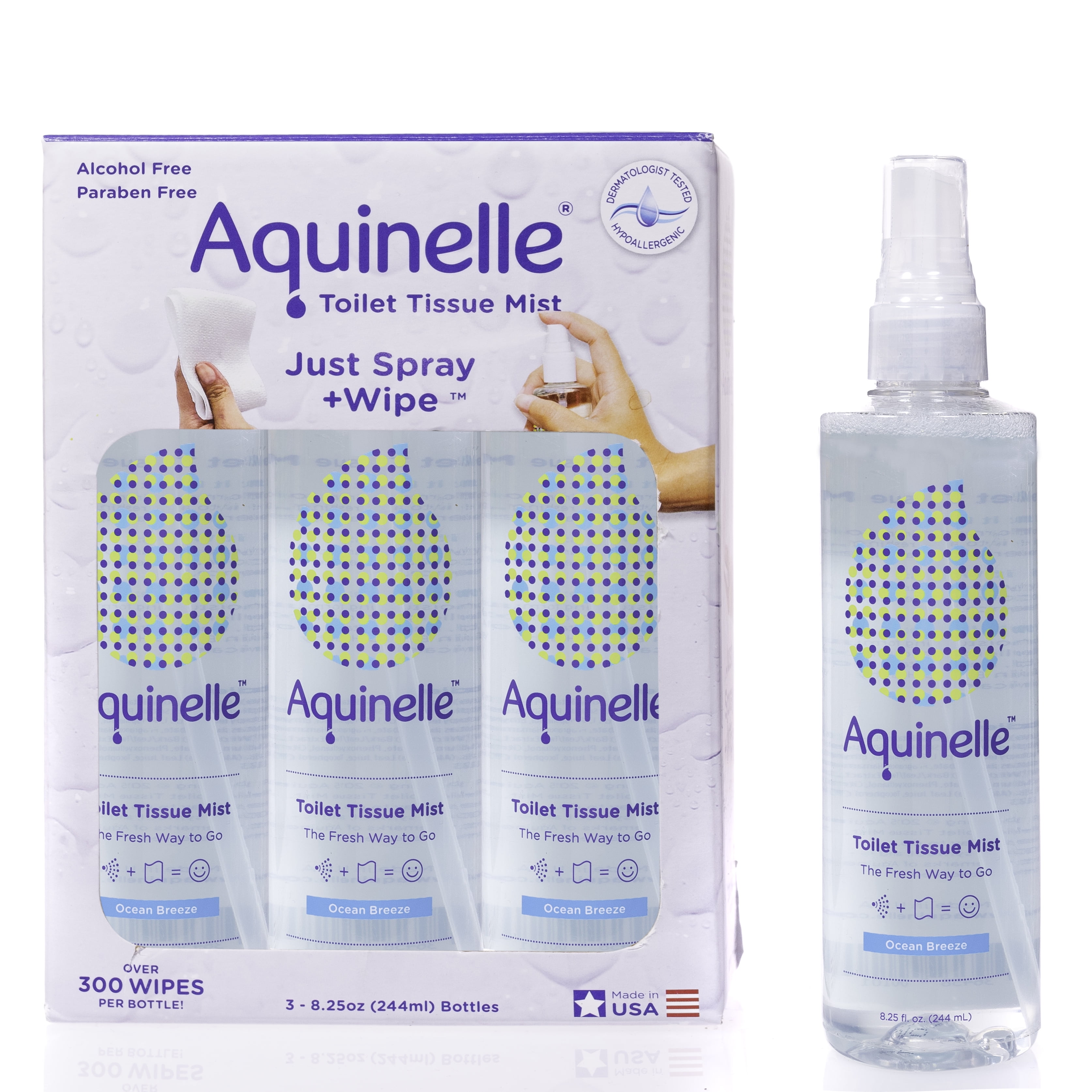 Aquinelle Toilet Tissue Mist, EcoFriendly & NonClogging Alternative