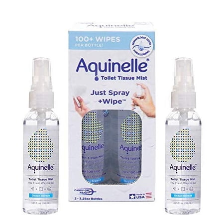 Aquinelle Toilet Tissue Mist Gift Set, Eco-Friendly & Non-Clogging Alternative to Flushable Wipes Simply Spray On Any Folded Toilet Paper (2 pack Ocean Breeze 3.25 oz)