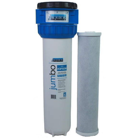 Aquios AQFS236 Jumbo Full House Water Softener and Filter System, Built-in Bypass & Shut-Off Valve