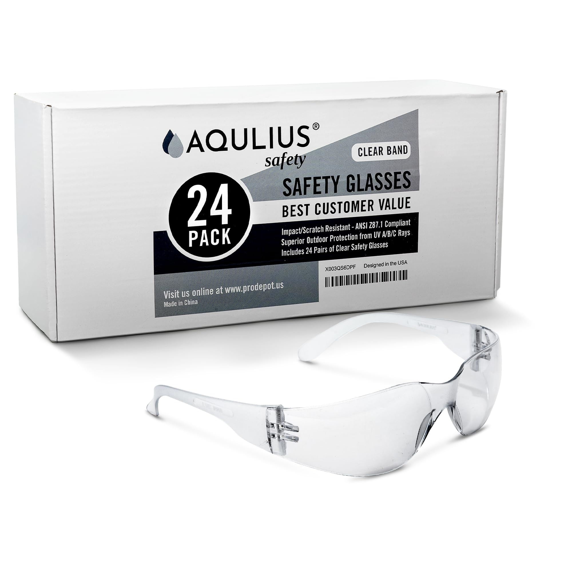 Aqulius Bulk Pack Safety Glasses For Men & Women, ANSI Z78.1