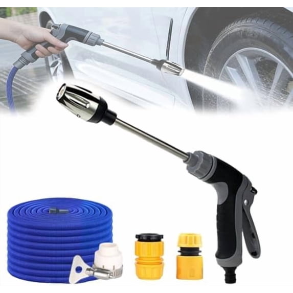 Aquoxis High Pressure Cleaner Nozzle, 3 Spray Modes, 360° Rotation with Foam Container for Versatile Cleaning