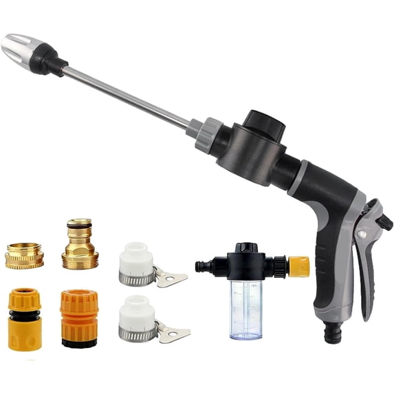 Aquoxis Pressure Washer, Handheld Power Washer with 360° Rotating Nozzle, 3 Spray Modes, Stainless Steel Universal Hose Fit, Tool-Free Installation (1 Set) (Black)