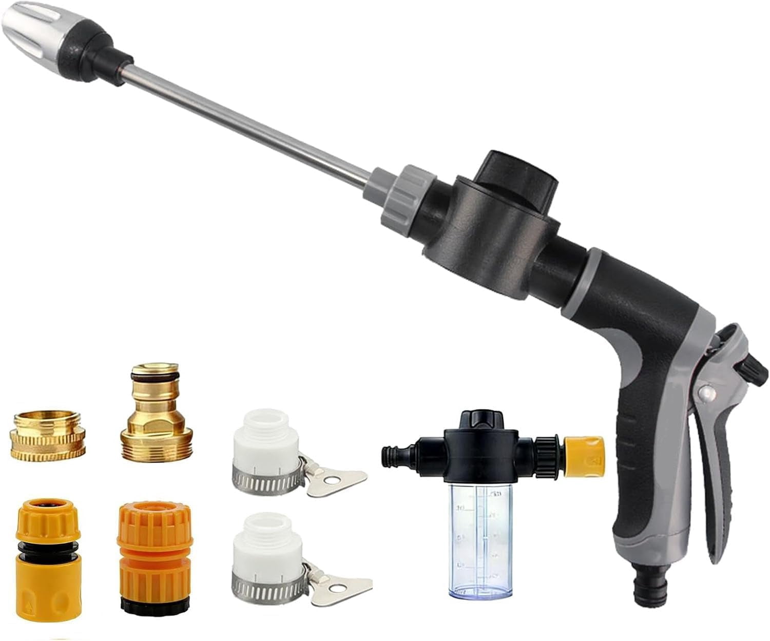 Aquoxis Pressure Washer, Handheld Power Washer with 360° Rotating Nozzle, 3 Spray Modes, Stainless Steel Universal Hose Fit, Tool-Free Installation