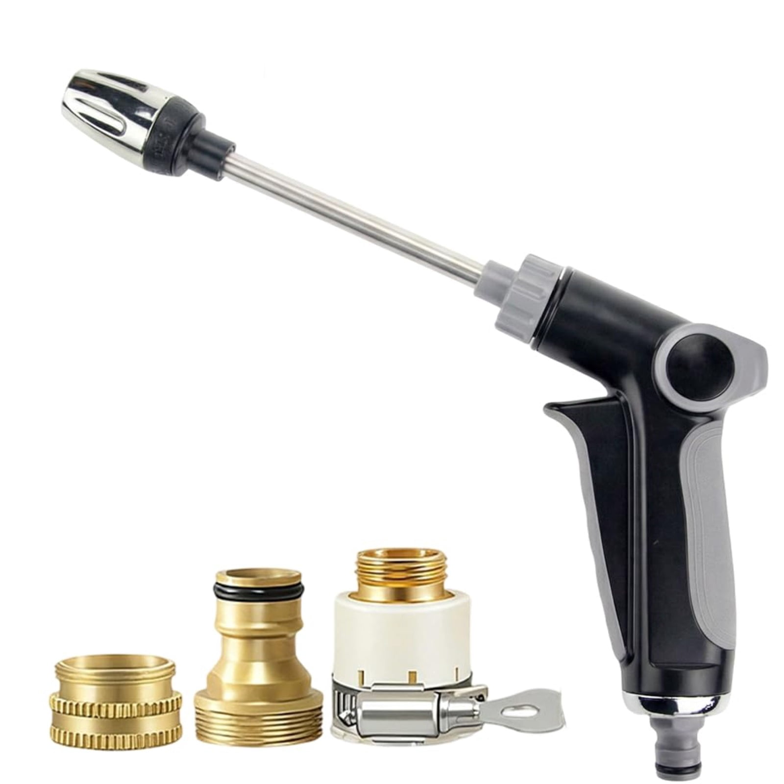 Aquoxis Pressure Washer Wand, Handheld High Pressure Hose Nozzle, Stainless Steel, 360° Rotating, 3 Spray Modes with Foam Pot, for Car Wash, Driveway & Patio Cleaning