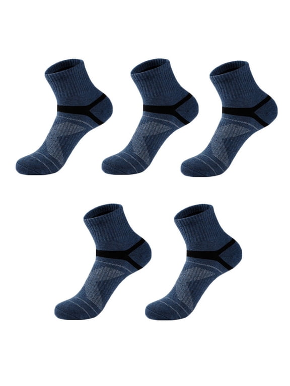 5 Pairs Mens Socks Men's Mid Length Socks Sports Socks Basketball Socks Low Cut Anti Slip Sweat Absorbing Breathable And Thickened Running Socks