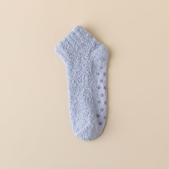 Aquvino Christmas Socks for Womens Solid Color Coral Velvet Adhesive Socks For Children. Winter Plush Thickened Warm And Non Slip Floor Socks