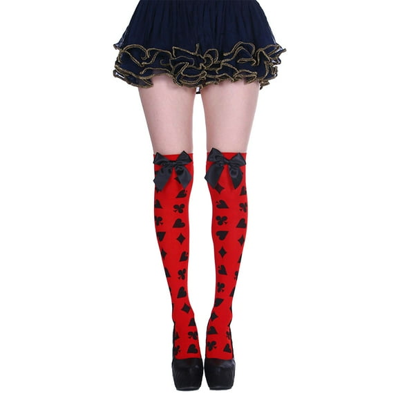 Aquvino Christmas Stockings Socks Fashion Thigh High Stockings Strawberry Bowknot Stripes Over Knee Sock Long Socks Festival Tights Long Stocking