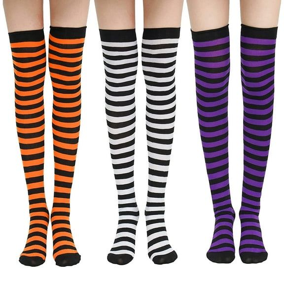 Aquvino Stockings for Women Thigh High Halloween Socks For Women Girls Bats Print Colorful Pattern Novelty Cute