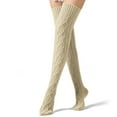 thumbnail image 1 of Aquvino Winter Socks for Women Thermal Socks Women's Thigh High Socks Cable Knit Winter Boot Socks Over The Knee Extra Long Leg, 1 of 8