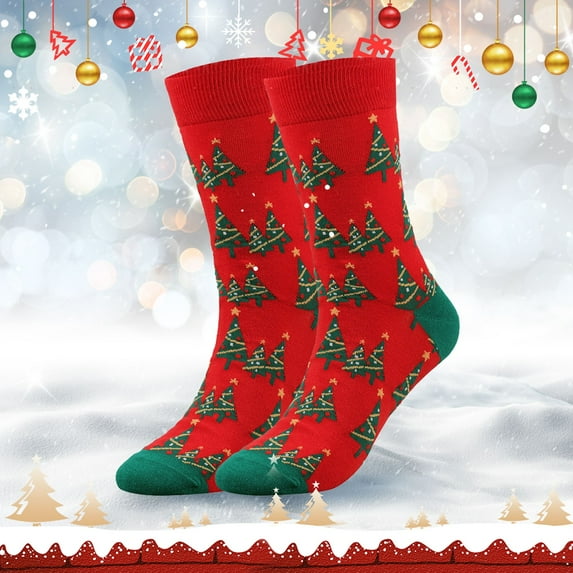 Aquvino Winter Socks for Womens Christmas Socks For Men Women Fun Cute Socks With Santas Reindeer Snowman Candy Pattern Xmas Novelty Socks