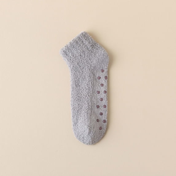 Aquvino Winter Socks for Womens Solid Color Coral Velvet Adhesive Socks For Children. Winter Plush Thickened Warm And Non Slip Floor Socks