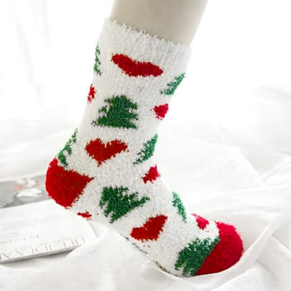 Aquvino Winter Socks for Womens Women's Christmas Printed Socks Cute Warm Comfortable Socks Home Socks