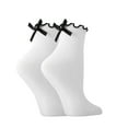 thumbnail image 1 of Aquvino Winter Socks for Womens Womens Bow Socks Ruffle Casual Crew Socks Cute Black White Soft Breathable Cotton Frilly Ankle Socks, 1 of 4