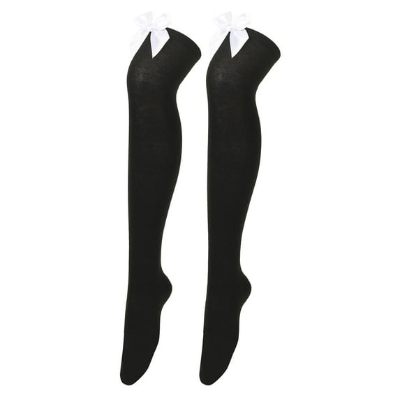 Aquvino Winter Stockings for Women Opaque Womens Long Socks Bowknot Pure Color Socks Thigh High Socks Over The Knee Socks Festival Christmas