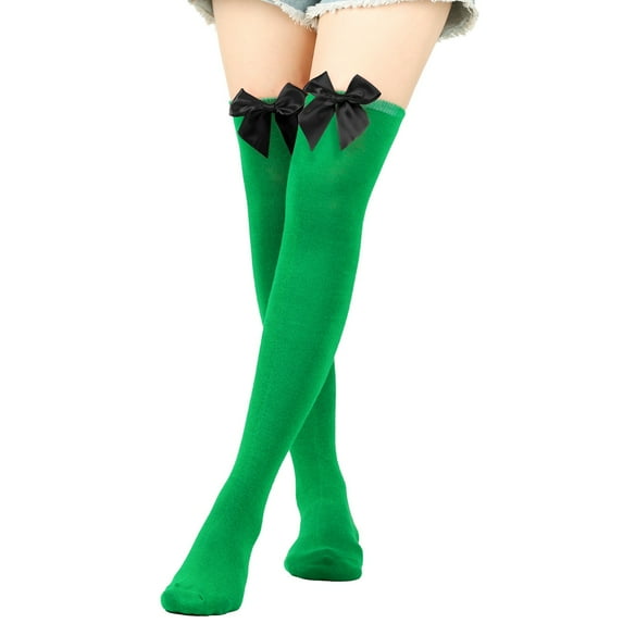 Aquvino Winter Stockings for Women Womens Long Socks Bowknot Pure Color Socks Thigh High Socks Over The Knee Socks Festival Christmas