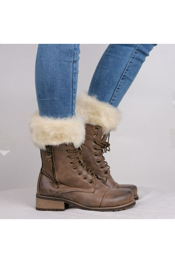 Womens Socks Ankle Womens Boot Cuffs Winter Plush Knit Leg Warmers Boot Topper Socks 2 Pairs