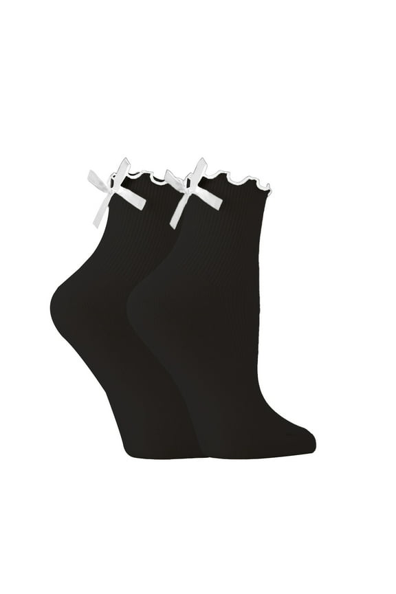 Womens Socks No Show Womens Bow Socks Ruffle Casual Crew Socks Cute Black White Soft Breathable Cotton Frilly Ankle Socks