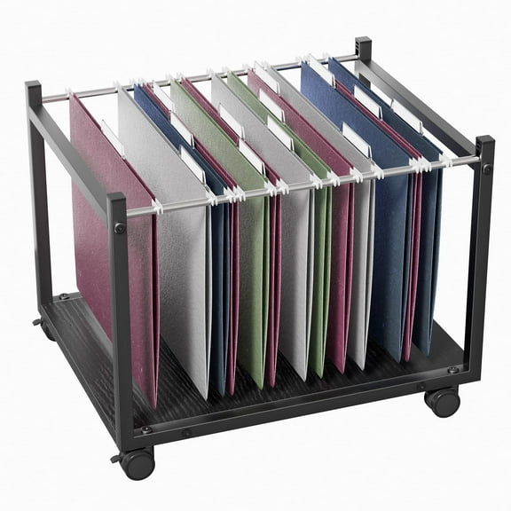 Aquzee Rolling File Carts with Wheels Hanging Files, Under Desk File Organizer for Home Office, Small Mobile Filing Cart Organizer on Wheels