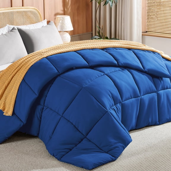 Aquzin Comforter Queen Size, All Season Quilted Down Alternative Duvet Insert with Corner Tabs, Machine Washable Microfiber Bedding, Navy