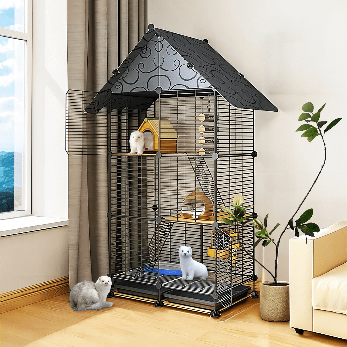 View of Aqwiopr Spacious & Sturdy Hamster Cage: Secure & Comfortable Habitat ...