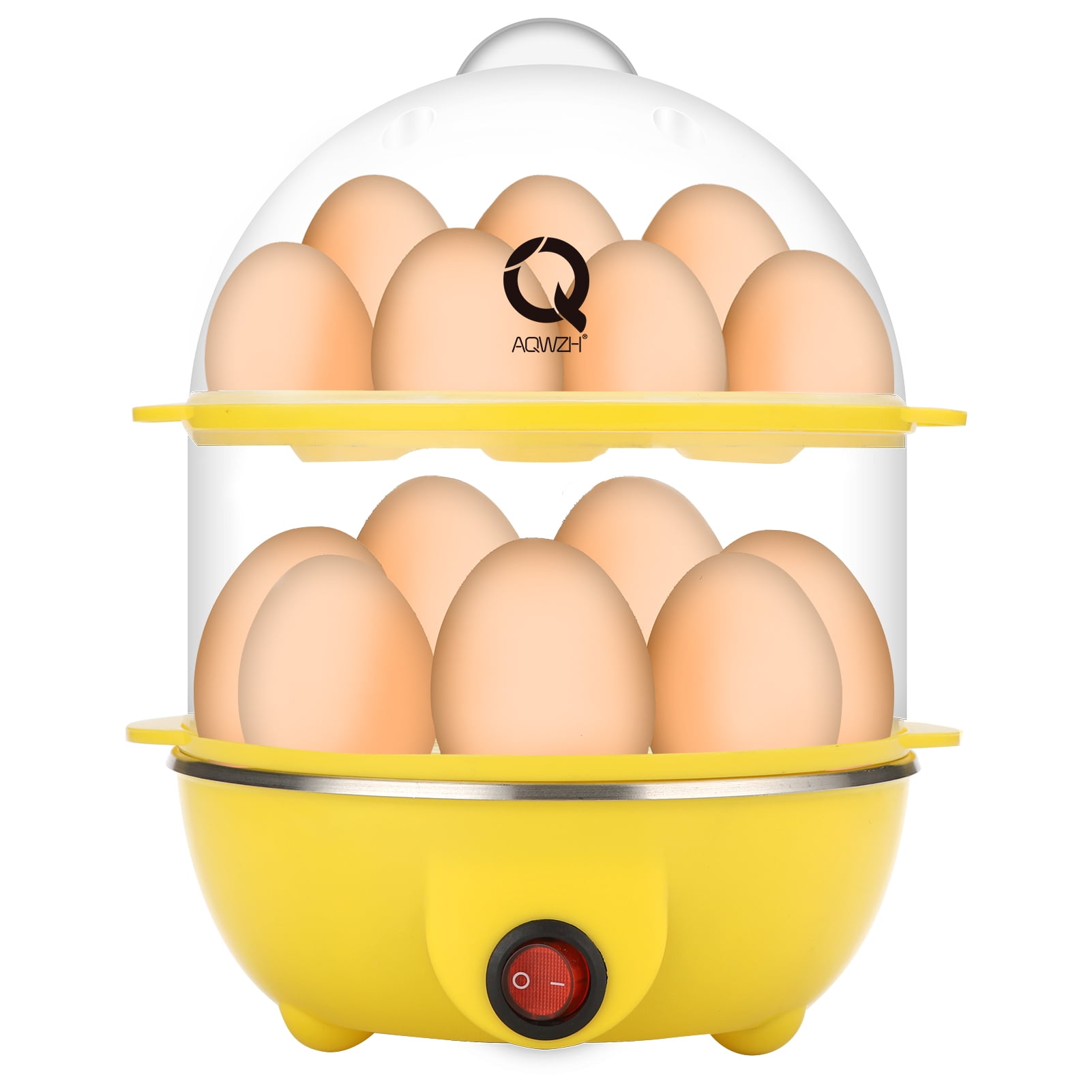 Aqwzh Rapid Egg Cooker Electric for Hard Boiled, Poached, Scrambled Eggs, Omelets, Steamed Vegetables, Seafood, Dumplings, 14 capacity, with Auto Shut Off Feature