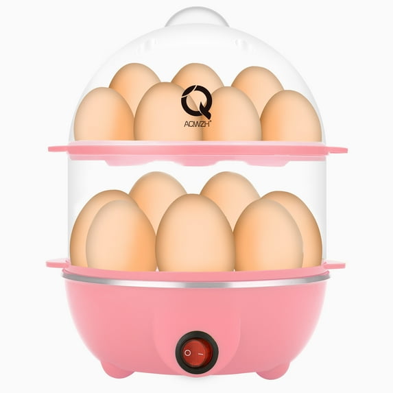 Aqwzh Rapid Egg Cooker Electric for Hard Boiled, Poached, Scrambled Eggs, Omelets, Steamed Vegetables, Seafood, Dumplings, 14 capacity, with Auto Shut Off Feature