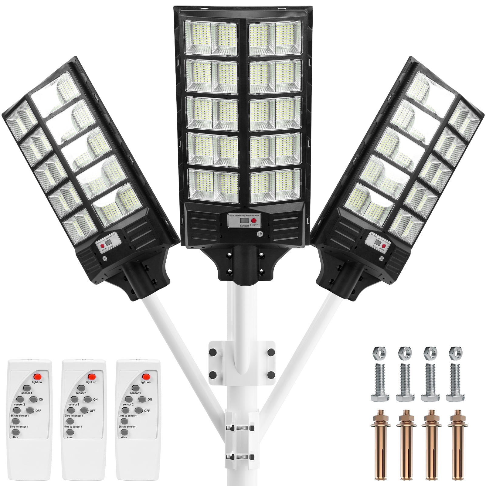Aqyh 3 Pack Solar Street Lights, 300W Outdoor Lamp 1152 Light Beads ...