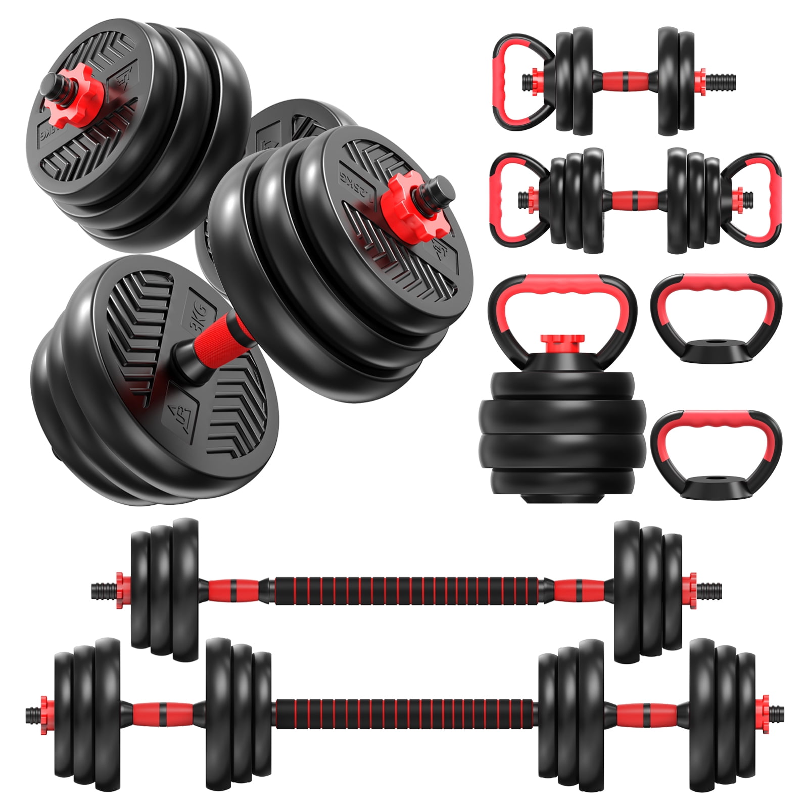 Aqyh 4-in-1 Adjustable Dumbbells Set 88 lbs Free Weight Dumbbells with Connector as Barbell, Kettlebells, Push up Stand, Home Gym Fitness Exercises for Men/Women