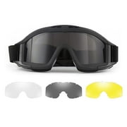 Aqyh Airsoft Goggles - Desert Locust Goggles - Anti Fog Safety Glasses - Impact Resistant Tactical Eyewear - 3 Interchangeable Lenses for Outdoor Cycling