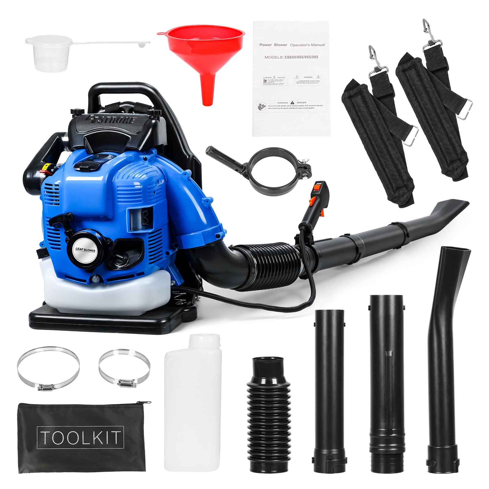 Aqyh Leaf Blower - 75.6cc 4 Cycle Gas Leaf Blower Backpack Snow Blowers for Lawn Care, Yard, Dust, Debris (Blue)